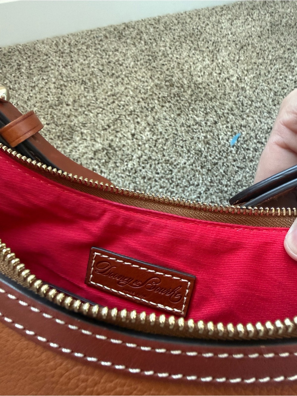 Dooney & Bourke Pebble Leather Hobo Bag in Cognac Brown - Picture 5 of 6